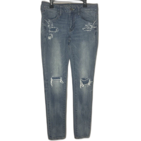American Eagle Outfitters AE Jegging Jeans Distressed Lace Size 6 - Picture 1 of 6